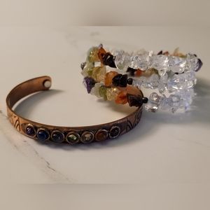 New! Copper Cuff & Wrap Bracelet Set